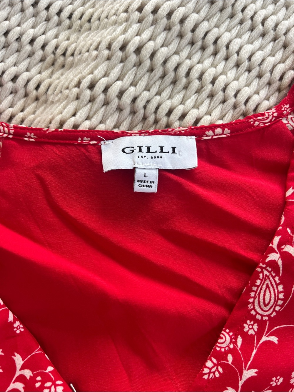 Gilli Red Floral Ruffle Midi Dress - Picture 2 of 5